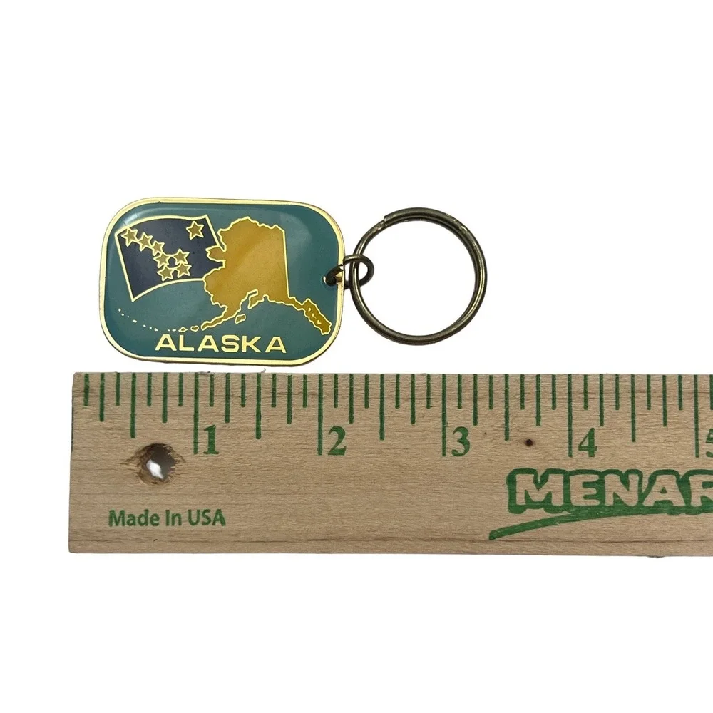 A.C.E. Alaska Keychain State Shape And Flag Travel Souvenir‎ Blue Key Ring